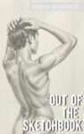 a naked college guy seen from behind in a pencil sketch of the shower