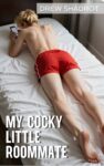 shirtless college twink with blond hair stretched out on his bed with his bubble butt up